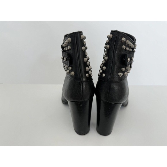 Stuart Weitzman Studded Leather Ankle Moto Boots 3” Block Heel Black Size 9 - Picture 4 of 11